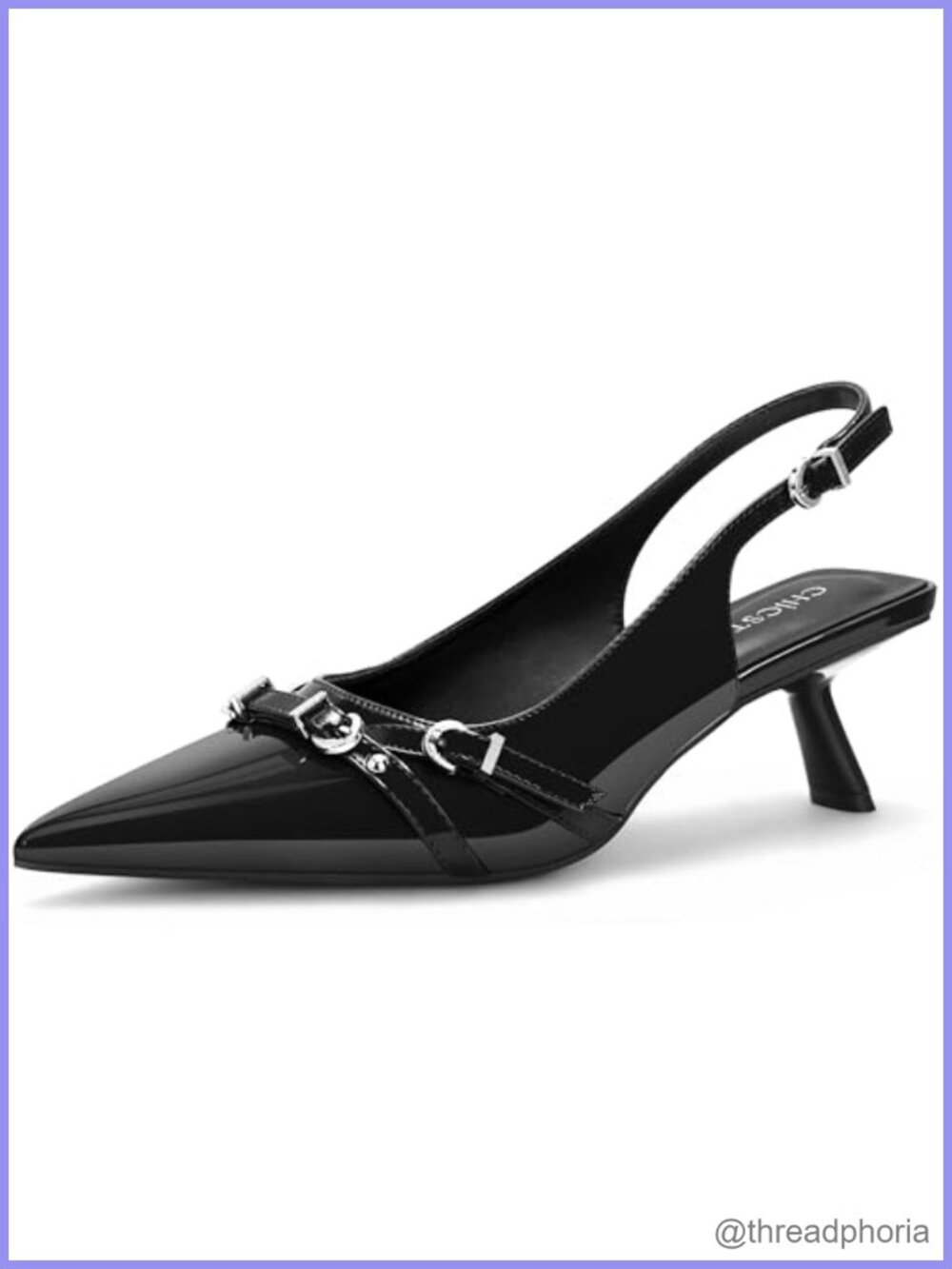 Slingback Kitten Heels Pointed Toe Pumps Adjustable Buckle Women's Shoes